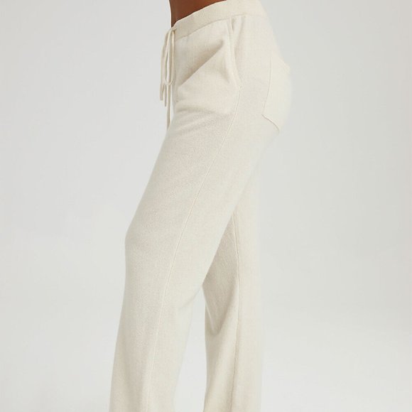 NWT NEW NAP LOUNGEWEAR $399 Straight Cashmere Pants IVORY MEDIUM - Picture 2 of 11